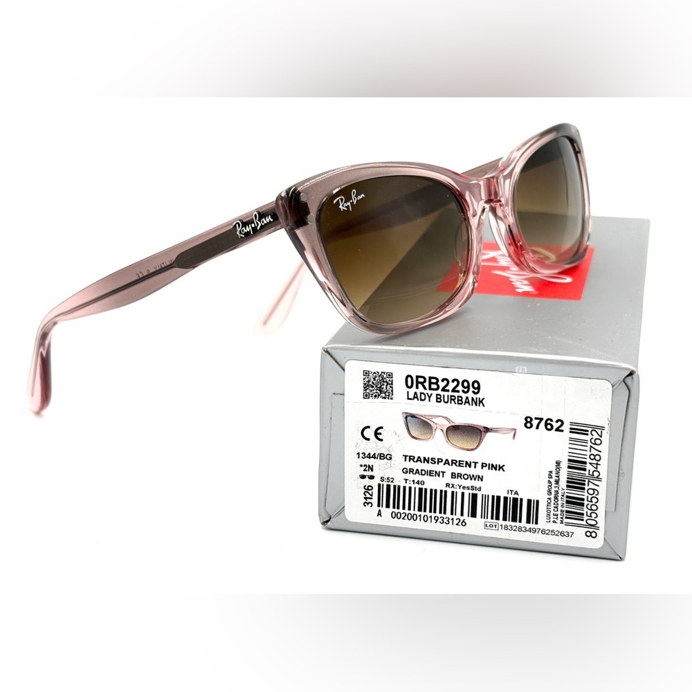 Ray-Ban Pink Transparent Frame Sunglasses with Brown Gradient Lenses - Picture 11 of 11